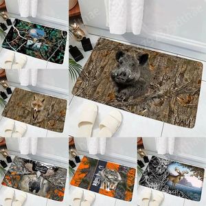 Tapis Animal Chasse Sanglier 3D Imprimé Paillasson Tapis Tapis Tapis Tapis Antidérapant Entrée Cuisine Chambre Balcon Toilettes pour Salon