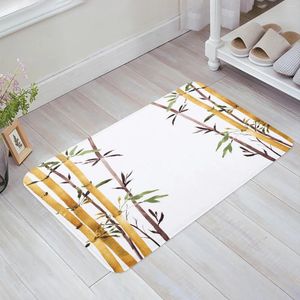 Alfombras de bambú de pintura de acuarela arte de planta de cocina blanca parpero de dormitorio baño alfombra casa sostenga alfombra alfombras para el hogar decoración del hogar