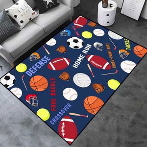 Tapis Basketball Football Tapis pour salon Décorations pour la maison Grands tapis pour adolescents Garçons Salle de jeux Chambre Tapis de sol Tapis de flanelle R230725