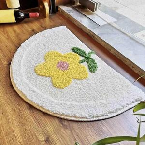 Tapis de salle de bain tapis de salle de bain épais épais non glissiers semi-cercle de sol de sol Boho Flower Cartoon Panda Panda For Kitchen Bedroom Balcon