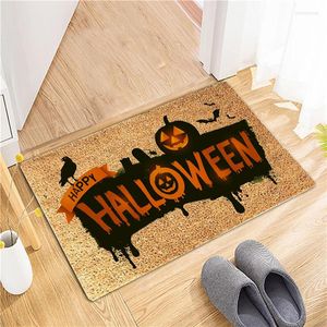 Tapis de bande dessinée décoration Halloween paillasson créatif citrouille chauve-souris fantôme lettre impression rectangulaire porte pad pour chambre salon tapis