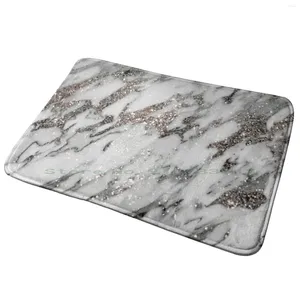 Tapis classique marbre blanc argent paillettes Glam #1 (Faux) #marbre #décor #art tapis de porte d'entrée tapis de bain