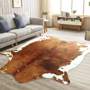 Tapis Tapis en peau de vache Tapis imprimé vache Style américain pour chambre à coucher Salon Tapis imprimé animal mignon Faux tapis en peau de vache pour la décoration intérieure 230804