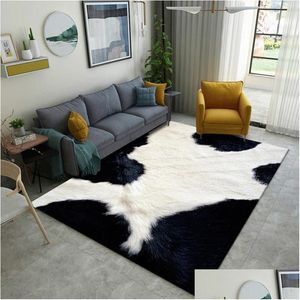 Carpets Creative 3D Leopard / Cow / Tiger Printed Carpet Super Soft Non-Slip Bedroom Salon Room Rapier Home Decoration Mat Fur Drop de Dhkzk