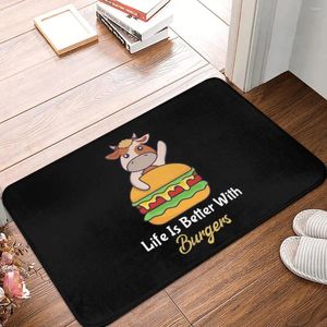 Tapis mignonnes vache mangeant hamburger polyester tapis tapis tapis pont toot pad