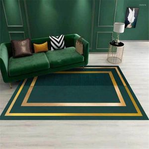 Tapis vert foncé géométrique bord d'or tapis de luxe salon tapis anti-dérapant pour sol de cuisine longue porte lit côté tapis mode