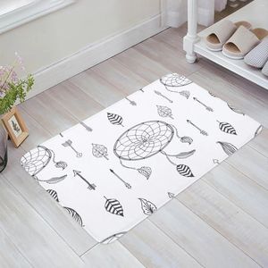 Tapis attrape-rêves noir et blanc, tapis de sol pour porte d'entrée, salon, cuisine, antidérapant, paillasson de salle de bain, décoration de maison