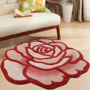 Alfombras de moda estilo pastoral bordado a mano alfombra de rosa 3d floral estera no deslizante rosa abstracta alfombra para sala de estar