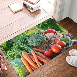 Alfombras Felpudo de frutas y verduras Felpudo de bienvenida para el baño Entrada del hogar Pasillo Comida saludable Alfombra absorbente para el piso Alfombras para el área de la puerta