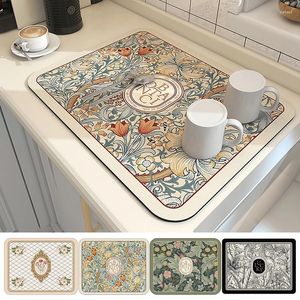 Carpets Kitchen Drain Pad Dish Drainer Mat Absorbent Drying Tableware Dinnerware Placemat Countertop Protector Tapis Cuisine