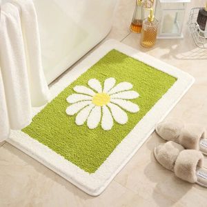 Alfombras Little Daisy lavable Mat de ducha sin deslizamiento Rosa verde negro gris casera de la cocina del baño del dormitorio del dormitorio alfombra de alfombra pequeña