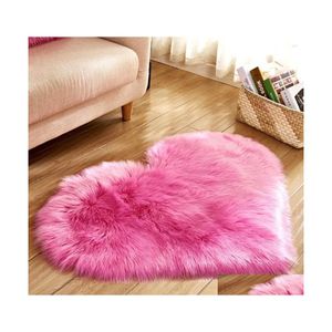 Tapis Long Poilu Tapis Vert Blanc Rose Shaggy Tapis Amour Coeur Tapis De Fourrure Laine Artificielle Bébé Chambre Chambre Doux Tapis Drop Dhfkp