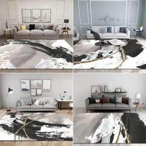 Alfombras Luz moderna Lujo Tinta abstracta china Blanco y negro Pintura al óleo gris Sala de estar Dormitorio Alfombra de noche Alfombras de piso