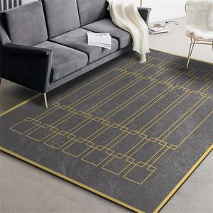 Tapis Nordique Gris Marbre Texture Jaune Bord Tapis De Porte Couture Carrée Salon Chambre Cuisine Tapis En Peluche Tapis De Chevet Sur Mesure