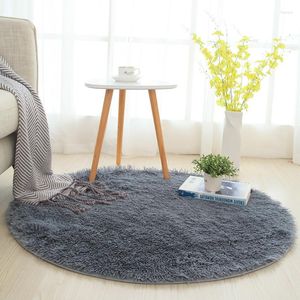 Alfombras de estilo moderno nórdico, alfombra redonda de seda, alfombrilla para dormitorio, mesita de noche, decoración para mesa de café y sala de estar, manta