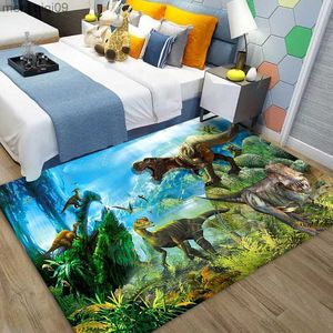 Alfombras pintura dinosaurios alfombra niños dormitorio alfombra franela antideslizante bebé juego de gateo alfombra niño habitación decoración R230731