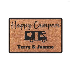 Carpets personnalisés Happy Campers DoorMat Outdoor Indoor 5th Wheel Camper Front Door Mat Entry Tapon Rubber