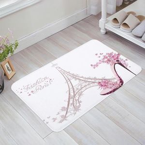 Tapis Rose Paris Tour Talons Hauts Femme Blanc Cuisine Paillasson Chambre Bain Tapis De Sol Maison Tenir Paillasson Tapis Tapis Décor À La Maison