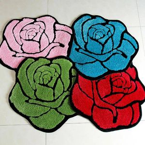 Alfombras Rose Tufted Flower Floom Sala de estar Tapete Sofá Mesa de piso Mat de la casilla Decoración de la boda del hogar Decoración de alfombras