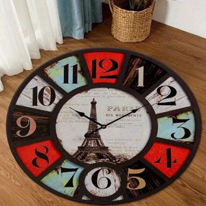 Carpets Vintage Clock Print Circle Carpet Art Art For Bedroom Living Salle Soft Fluffy Salle de salle de bain Mat à glissement