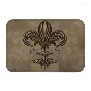 Alfombras Vintage Fleur de Lis Flower Door Piso Baño MA MA Interior Fleur-de-Lys Pekoormat Entrada de jardín alfombra Footpad