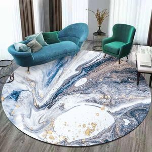 Tapis eau bleu vert abstrait rond tapis salon décoration étoile antidérapant tapis chaise coussin moderne nordique chambre Mat1