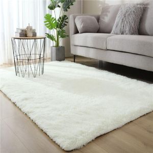 Tapis blanc moquette en peluche pour le salon grand tapis moelleux moelleux décoration de chambre à coucher
