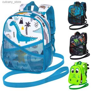 Portadores Eslingas Mochilas Mochila para niños con cinturón Cinturón de seguridad de dinosaurio para bebé de 9,5 pulgadas Mochila pequeña L240320