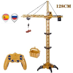 AS AS NUEVOS 2023 Versión mejorada Control de control remoto Crane 6ch 680 Rotación Lift Modelo 128 cm 2.4g Torre RC Tower Toy para niños