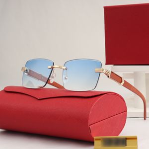 carti gafas de sol gafas de sol de diseñador de lujo gafas cuadradas sin montura decoración de metal elegancia estilo europeo gafas de sol multicolores para hombres venta tonos de diseñador