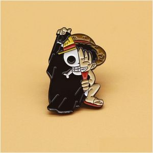 Accessoires de dessin animé Anime une pièce singe D Luffy émail broche drôle roi des pirates broche sac à dos revers insigne mode bijoux cadeau D Dhv67