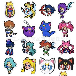 Accessoires de dessin animé fille Sailormoon Charms gros souvenirs d'enfance drôle cadeau chaussure PVC décoration boucle en caoutchouc souple sabot goutte Dhkgz