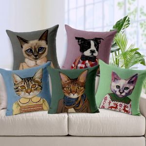 Dessin animé Adorable chats housse de coussin décoratif taie d'oreiller lin taie d'oreiller pour voiture canapé chaise Almofada Cojines