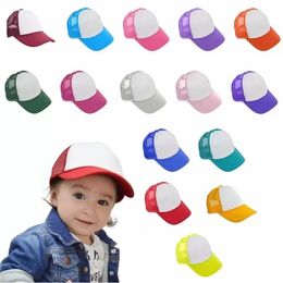 21 couleurs chapeaux de fête enfants casquette enfants maille casquettes blanc Sublimation camionneur chapeau filles garçons bambin fête Festival fournitures