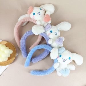 Dessin animé cannelle en peluche bande de cheveux enfants mignon cheveux accessoires fille lavage à la maison visage maquillage chapeaux en gros