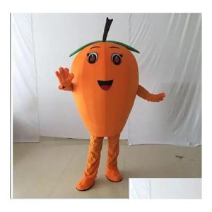 Dessin animé Vêtements Usine Vente Mascotte Savoureux Costume De Néflier Orange Personnage Mascotte Feuilles Vertes Stipe Marron Vêtements Livraison Directe Bab Ot8Aj