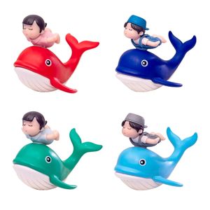 Dessin animé dauphin Couple poupée PVC animaux Mini Figurines maison voiture décoration 3D Miniature aquarium paysage