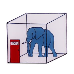 Cartoon Elephant in the Room Entamel Pin
