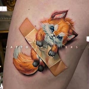 Wasserdichter temporärer Tattoo-Aufkleber mit Cartoon-Fuchs für Männer und Frauen, süße Haustiere, kleine, frische Kunst, gefälschte Tattoos, kindliche Tier-Tattoos