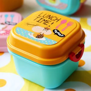 Cartoon Healthy Plastic Lunch Box Horne Microwave Almuerzo Bento Cajas Bento Contenedor de alimentos Cinebata para niños Lunchbox