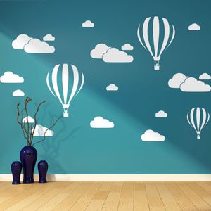 Dessin animé ballon à Air chaud nuages autocollant Mural pour enfants bébé chambres décoration pépinière vinyle Art Mural maison chambre décor autocollants