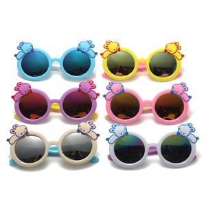 Lunettes de soleil pour enfants de dessin animé, monture ronde, forme d'animaux, lapin, nœud papillon, surface de miroir décorative, lunettes de soleil pour enfants, lunettes de soleil pour bébé, lunettes de protection UV