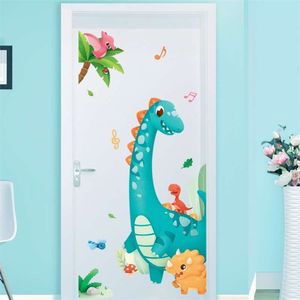 Tipos de dibujos animados de pegatinas de pared de dinosaurios para habitación de niños, calcomanías de vinilo extraíbles para pared, habitación de niños, póster de pared de animales para guardería 210929