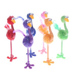 Pluma de avestruz de dibujos animados, bolígrafo colorido de avestruz, bolígrafo artesanal, premio de estudiante de escuela primaria, regalo, papelería, venta al por mayor, avestruz colorido