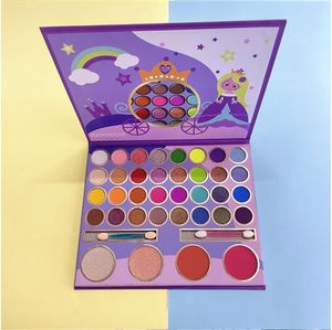 Dibujos animados princesa profesional todo en un divertido maquillaje ojo sombra paleta, kyshadow festy edición y cumpleaños bronce brillante mate desierto dushadow