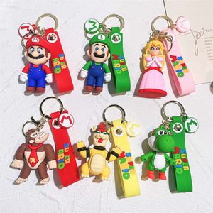 Cartoon PVC Keychain Super Mushroom Yoshi Cadena de llaves Bolso de la bolsa del automóvil Anillo de llave del regalo del goma del goma