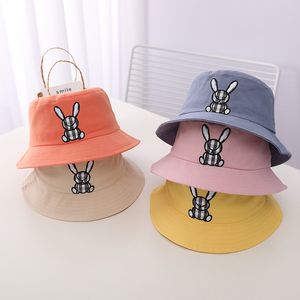 Cartoon Rabbit Baby Bucket Hat Spring Summer Animal Plaid Fisherman Cap Children Boys Girls Sun Hats Kids Outdoor Caps