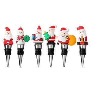 Cartoon Santa Wine Stoppers Bar Tools Decoraciones para fiestas de Navidad Metal Champagne Wine Corks 7 Estilos