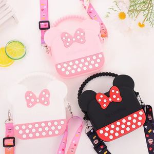 Sac à main en Silicone pour filles, sacoche avec tête de souris, nœud papillon, tête d'animaux, Kawaii, cadeau pour enfants