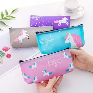 Dessin animé licorne crayon stylo étui kawaii papeterie pochette de rangement fille garçon fournitures scolaires cosmétique maquillage organisateur